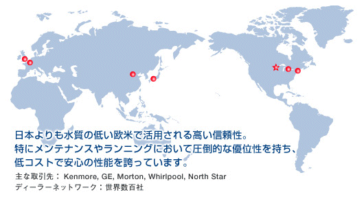 日本よりも水質の低い欧米で活用される高い信頼性。